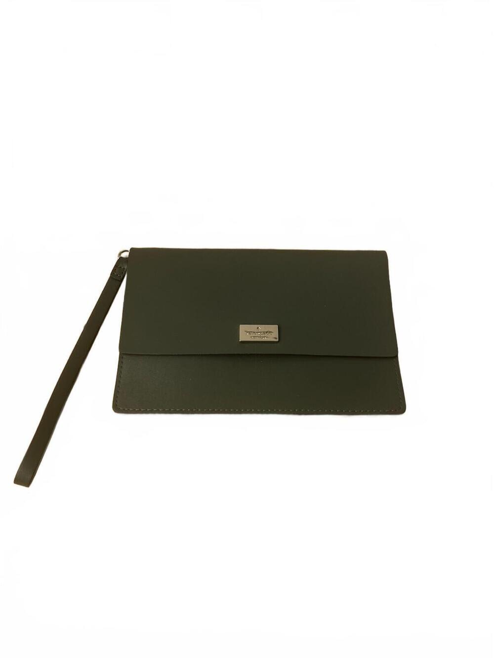 Kate Spade Olive Green Leather Wristlet Clutch